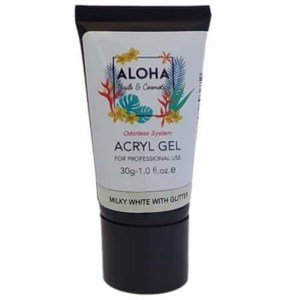 Aloha Acryl Gel UV/LED 30 gr – Milky White with Glitter (Γαλακτερό με Glitter)