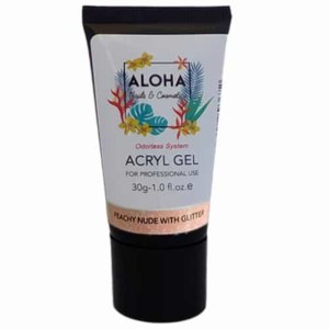 Aloha Acryl Gel UV/LED 30 gr – Peachy Nude with Glitter (Ροδακινί με Glitter)